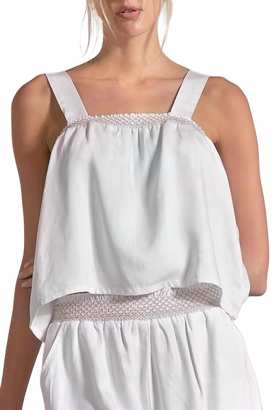 NEW VINTAGE HAVANA tank top with trim in white